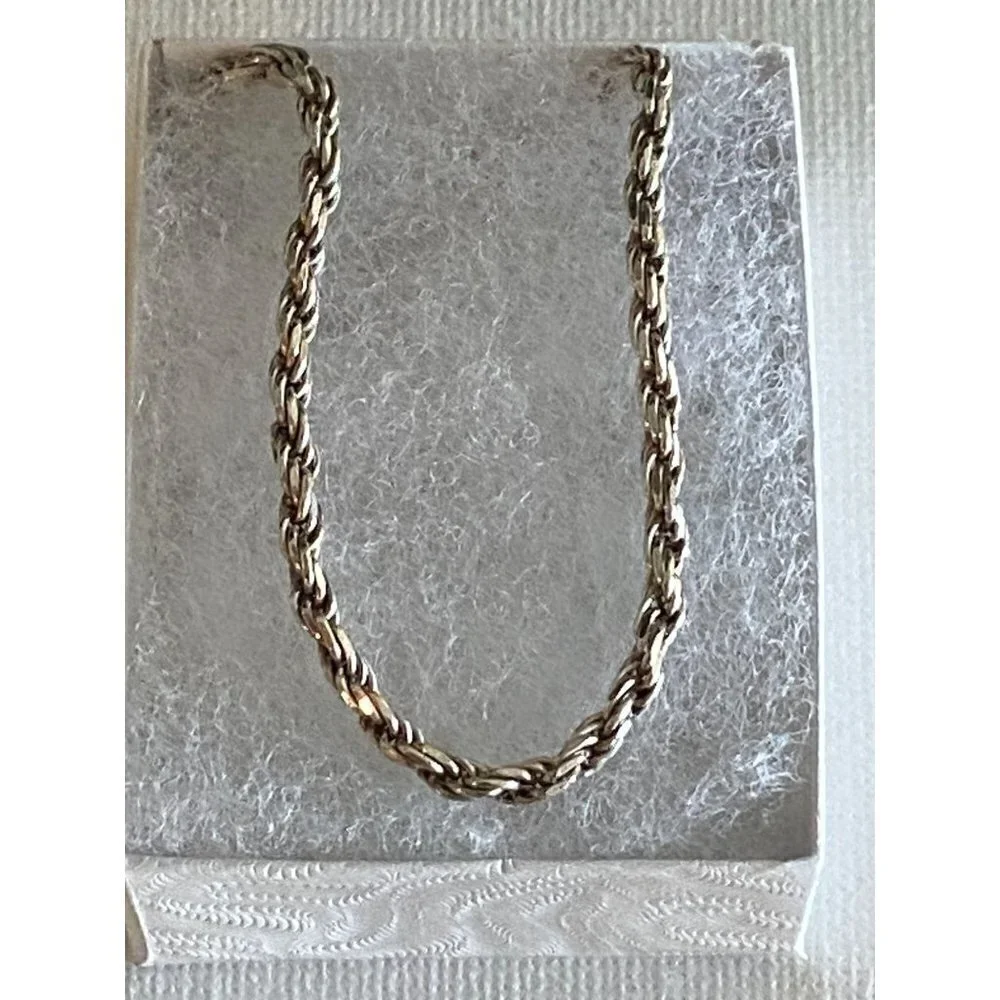 IBB 7” Women’s Vintage Italian Silver 925 Twisted Rope Chain Style Bracelet w Lo